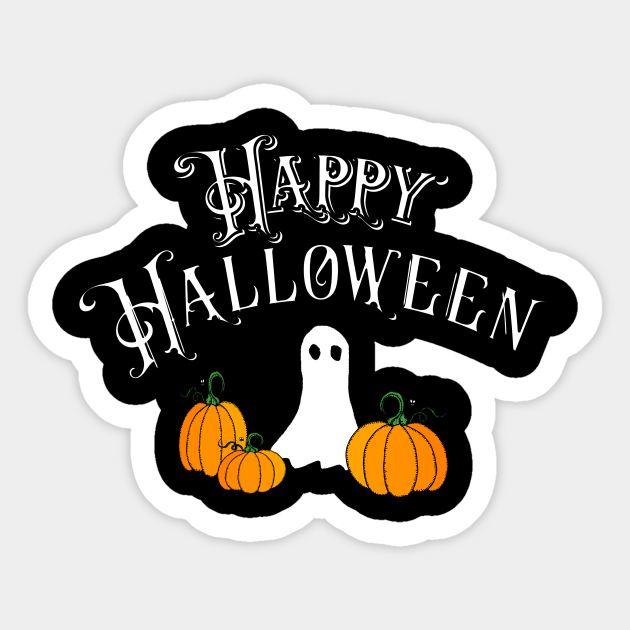 Happy Halloween Ghost Pumpkin Halloween Sticker TeePublic